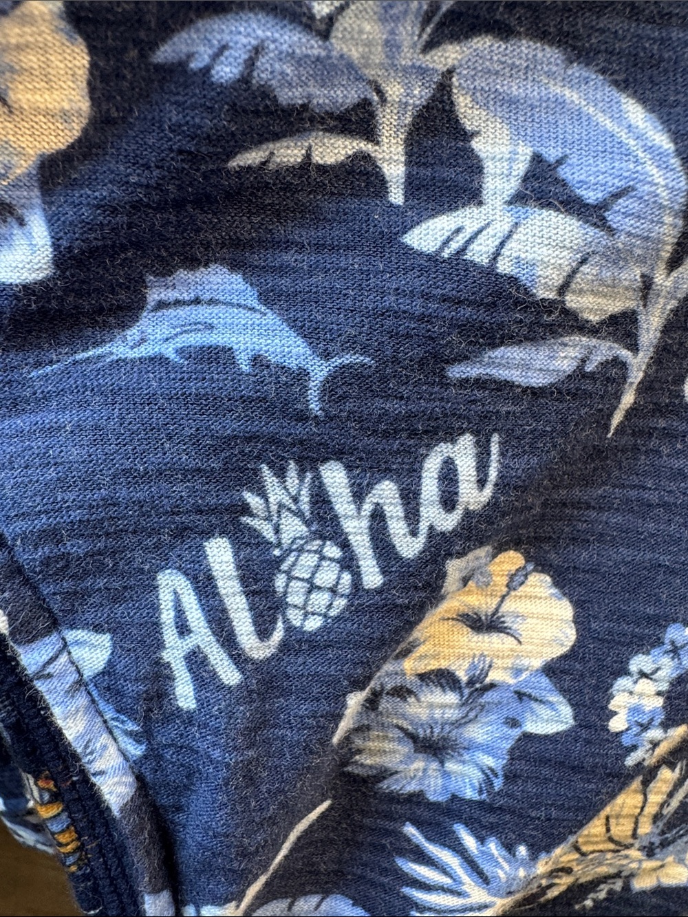 Tommy Bahama Navy Pullover with Light Blue and Yellow Tropical Accents - Picture 4 of 4